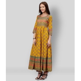 KIPEK - Yellow Cotton Women's Anarkali Kurti ( Pack of 1 ) - L