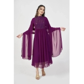 Estela - Wine Georgette Womens Flared Kurti ( Pack of 1 ) - None