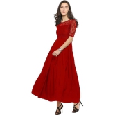 Sheetal associates - Red Crepe Women's Gown ( Pack of 1 ) - None