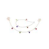 Fashion World Silver Payal Multi-Colour Crystal Anklet for Girls & Women