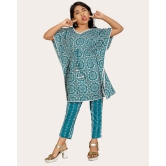 Girls Fashionable Ethnic Set Kaftan & Bottom Set And Like Kaftan Dress Kurti-Blue / 12 - 13 Years