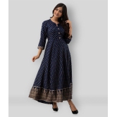 Lee Moda - Blue Rayon Women's Anarkali Kurti ( Pack of 1 ) - XL