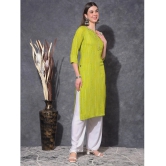 Mamoose Cotton Blend Printed Straight Womens Kurti - Green ( Pack of 1 ) - None