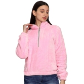 PPTHEFASHIONHUB Faux Fur Womens Non Hooded Sweatshirt ( Pink ) - None