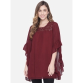 ALL WAYS YOU PRIVATE LIMITED Poly Crepe Fabric Western Wear With Half Sleeves & Round Neck Red L