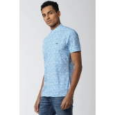 Men Blue Super Slim Fit Print Half Sleeves Casual Shirt