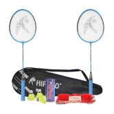 Hipkoo Sports HR 15 Aluminum Badminton Complete Racquets Set | 2 Wide Body Racket, 3 Shuttlecocks and Net | Ideal for Beginner | Lightweight & Sturdy (Blue, Set of 2)