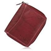 Tough Maroon Pure Leather Card Holder Wallet - Maroon