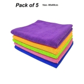 Microfibre Cloth for Car Cleaning, Home and kitchen cleaning microfiber clothes- 250 GSM- Pack of 5 pcs - 40 cm x 40 cm- Assorted Color