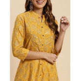 Rangita Women Cotton Yellow Gold Printed Calf Length Kalidar Kurti - None