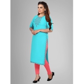 Kapadia - Turquoise Rayon Womens Straight Kurti ( Pack of 1 ) - None