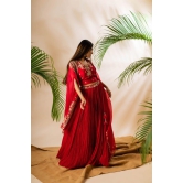 Embroidered Elegance: Anushka Gupta’s Couture Raw Silk Lehenga Set in Red