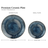 Handcrafted Stoneware Reactive Glaze Ceramic Dinner Set, 20 Pieces Serving for 6, Microwave and Dishwasher Safe, Bone-ash Free, Crockery Set for Dining and Gifting, Reactive Blue