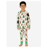 Lazy Shark Boys Cream-Coloured  Green Printed Night Suit - None