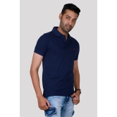 Solid Men Polo Neck Navy Blue T-Shirt