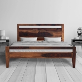 LIMA BED QUEEN Sheesham Wood (Honey Finish)-Brown