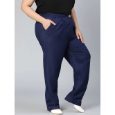 Oxolloxo Women Navy Blue High-Rise Trousers