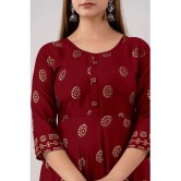 Kapadia - Maroon Rayon Women''s Anarkali Kurti ( Pack of 1 ) - None