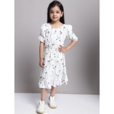 MINI & MING Girls Floral Print Puff Sleeve Fit & Flare Midi Dress