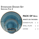 Bodhi House Handpainted Stoneware Ceramic Dinner Set, 8 Pieces Serving for 4, Microwave and Dishwasher Safe, Bone-ash Free, Crockery Set for Dining and Gifting, Feather White