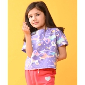 SUMMER UNICORN PLANET GIRLS SHORTS SLEEVE T-SHIRT - PURPLE-7-8 YEARS / 1N / PURPLE