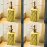 USHA SHRIRAM 350ml Ceramic Soap Dispenser Set, Yellow, Pack of 4-USHA SHRIRAM 350ml Ceramic Soap Dispenser Set, Yellow, Pack of 4.