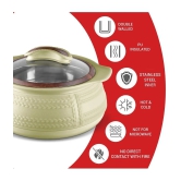 Milton Weave 1500 Insulated Inner Stainless Steel Casserole with Glass Lid, 1.32 Litres, Beige | BPA Free | Food Grade | Easy to Carry | Easy to Store | Ideal For Chapatti | Roti | Curd Make