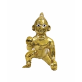 COPPERHOARD Brass Ashta Dhatu Laddu Gopal Kanha Bal Krishna Statue Idol 550 Grams for Home Temple Pooja Mandir