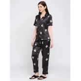 Smarty Pants - Black Satin Womens Nightwear Nightsuit Sets ( Pack of 1 ) - None