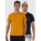 Lux Cozi Cotton Regular Fit Solid Half Sleeves Mens T-Shirt - Mustard ( Pack of 2 ) - None