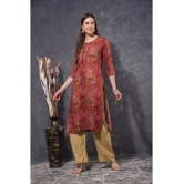 Mamoose Cotton Blend Self Design Straight Womens Kurti - Rust ( Pack of 1 ) - None