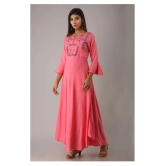 MAUKA - Pink Rayon Womens A-line Kurti - XXL