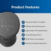 Philips CX 5535/11 High Performance Bladeless Technology Tower Fan With Touchscreen Panel and Remote Control, Quiet Operation, Low Power Consumption and Lightweight Portable Body.