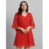 Curvydrobe Georgette Printed Mini Womens A-line Dress - Red ( Pack of 1 ) - None