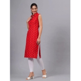 HIGHLIGHT FASHION EXPORT Rayon Printed Straight Womens Kurti - Red ( Pack of 1 ) - None