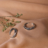 Oxidised Silver Flower Toe Ring