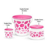 Milton Duplex Spa 3 Piece Set, Pink | 20 Litres Bucket with Mug & Stool | Bathroom Accessory Set