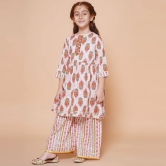 Arshia Fashions Pink Cotton Blend Girls Kurta and Sharara Set ( Pack of 1 ) - None