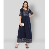 Janasya - Blue Crepe Womens Flared Kurti ( Pack of 1 ) - XL