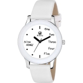 Septem White Leather Analog Mens Watch