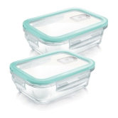 Treo By Milton Hi Borosilicate Clip Fresh Rectangular Container, Set of 2, 1000 ml Each, Transparent