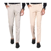 MANCREW - Cream Polycotton Slim - Fit Men's Formal Pants ( Pack of 2 ) - None