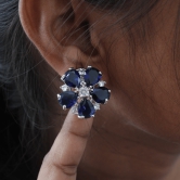 Ear stud | Ear stud for girls and women | Blue colour stud | Cz stone stud | Simple grace ful stud