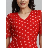 Curvydrobe Georgette Printed Midi Womens Fit & Flare Dress - Red ( Pack of 1 ) - None