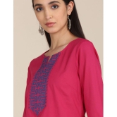 Karigari - Pink Cotton Women's Straight Kurti ( Pack of 1 ) - None