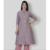 Doriya - Multicolor Cotton Women's Front Slit Kurti ( Pack of 1 ) - L