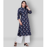 MAUKA - Navy Blue A-line Rayon Womens Stitched Salwar Suit ( Pack of 1 ) - XS