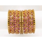 Handmade Exquisite Pink and Gold Bangle Set