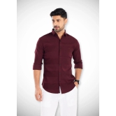 Maroon Striped Premium Cotton Shirt-XL - 42