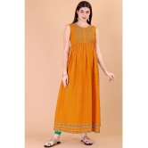 Glomee - Mustard Viscose Women''s Nayra Kurti ( Pack of 1 ) - None